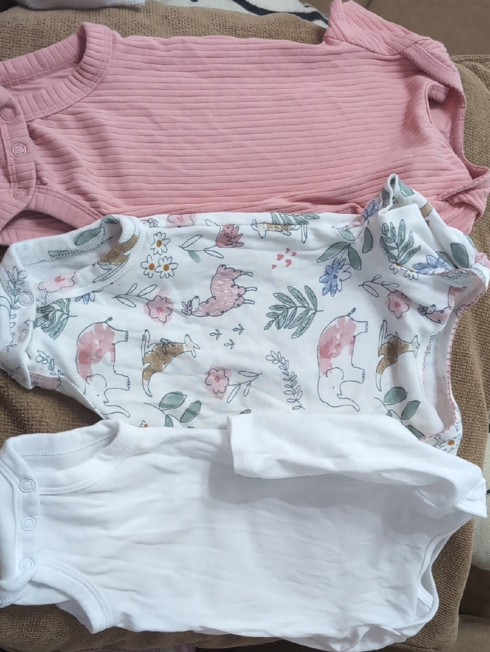 Carter's Pink, White & Multi Animal Print Baby One-Piece Set